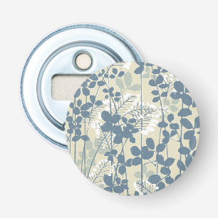 Vintage Japanese Blue Botanical: Cream Leaf Fern Bottle Opener