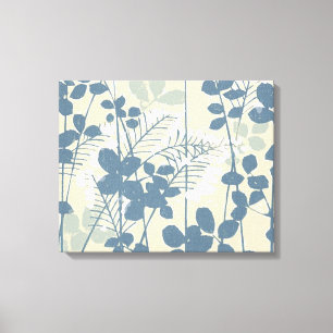 Vintage Japanese Blue Botanical: Cream Leaf Fern Canvas Print