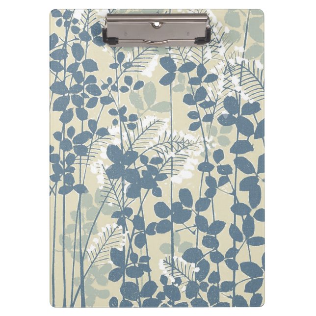 Vintage Japanese Blue Botanical: Cream Leaf Fern Clipboard (Front)
