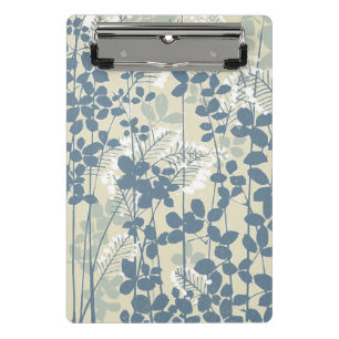 Vintage Japanese Blue Botanical: Cream Leaf Fern Mini Clipboard