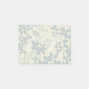 Vintage Japanese Blue Botanical: Cream Leaf Fern Post-it Notes
