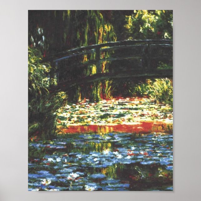 Vintage Japanese Bridge in Giverny Claude Monet Poster (Front)