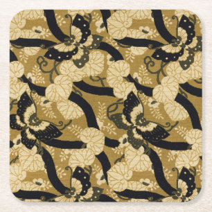Vintage Japanese Butterfly G.A. Audsley Pattern Square Paper Coaster