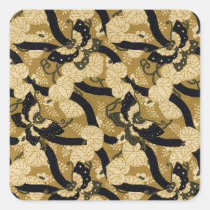 Vintage Japanese Butterfly G.A. Audsley Pattern Square Sticker