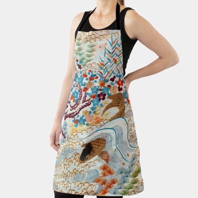 Vintage Japanese Carp and Running Water Apron (Insitu)