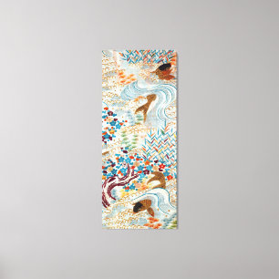 Vintage Japanese Carp and Running Water Canvas Print