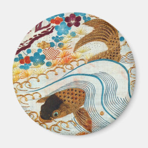 Vintage Japanese Carp and Running Water Magnet