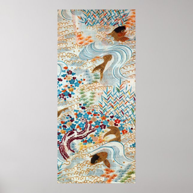 Vintage Japanese Carp and Running Water Poster (Front)