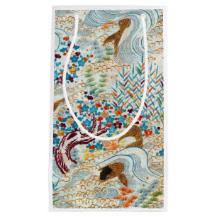 Vintage Japanese Carp and Running Water Small Gift Bag