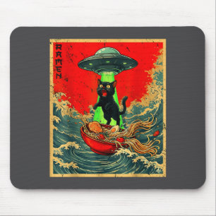 Vintage Japanese Cat Alien Ramen Dad Ufo Funny Cat Mouse Mat