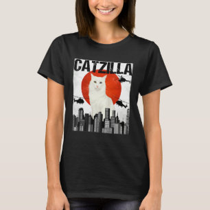 Vintage Japanese Catzilla Turkish Angora Cat T-Shirt