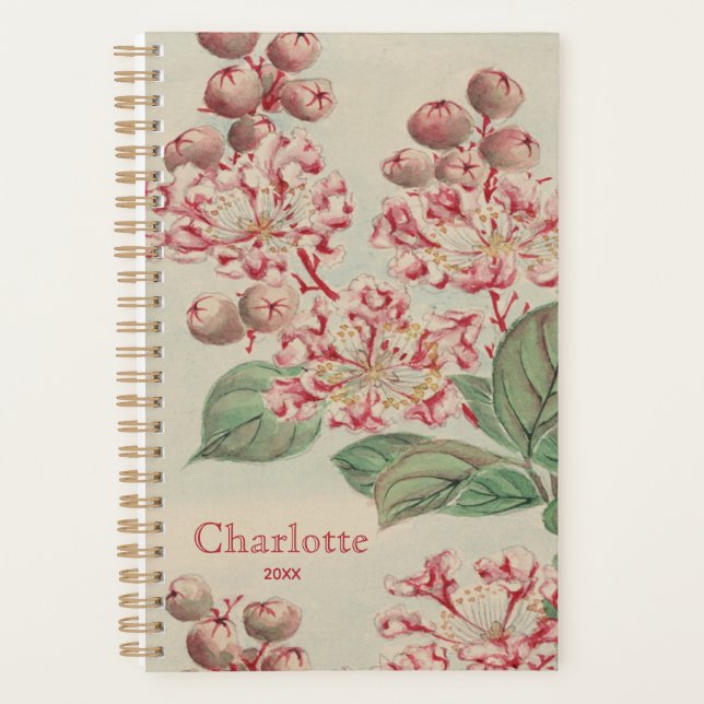 Vintage Japanese Cherry Blossom Personalised  Planner (Front)