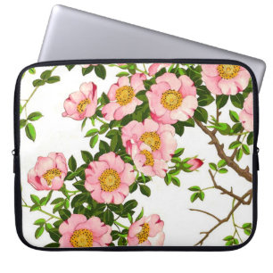 Vintage Japanese Cherry Blossoms, Pink and Gold Laptop Sleeve