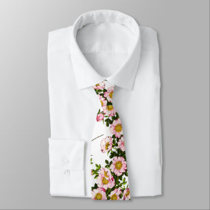 Vintage Japanese Cherry Blossoms, Pink and Gold Tie