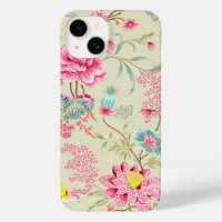 Vintage Japanese Chinoiserie Floral Bird Pattern