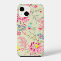 Vintage Japanese Chinoiserie Floral Bird Pattern