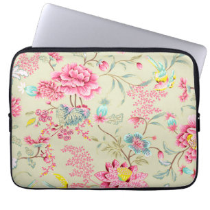 Vintage Japanese Chinoiserie Floral Bird Pattern Laptop Sleeve