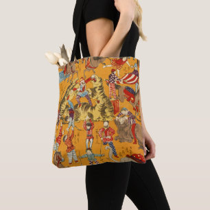 Vintage Japanese Circus Poster Ukiyo-e Art Tote Bag