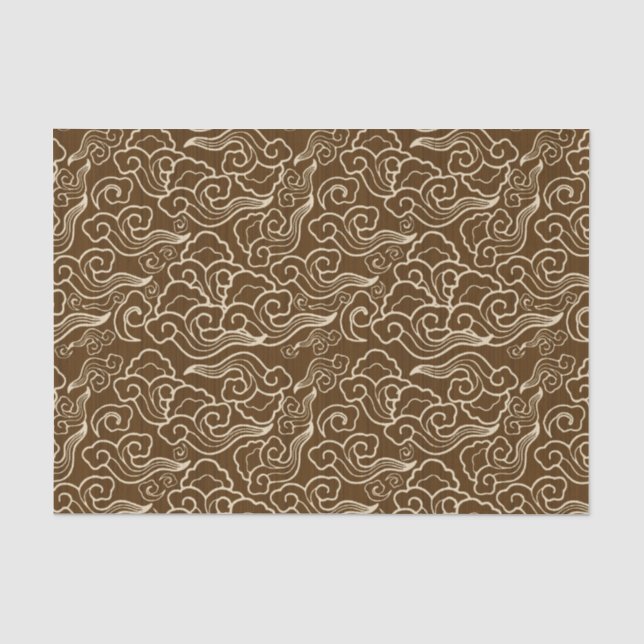 Vintage Japanese Clouds, Chocolate Brown Tissue Paper (Front)