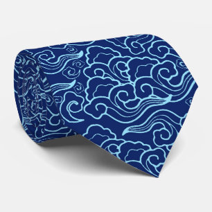 Vintage Japanese Clouds, Cobalt and Sky Blue Tie
