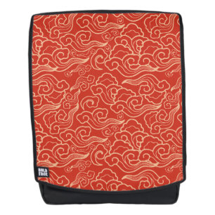 Vintage Japanese Clouds, Coral Orange Backpack