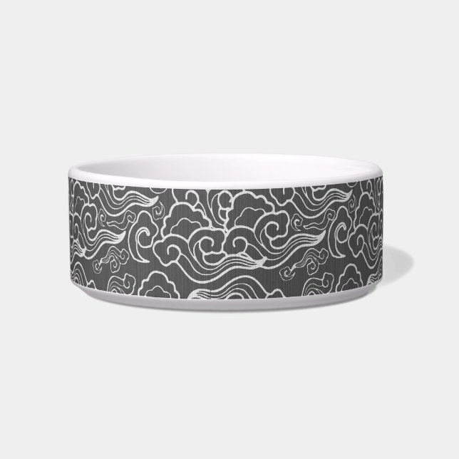 Vintage Japanese Clouds, Graphite Grey / Grey Bowl (Left)