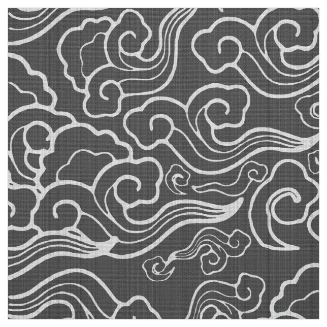 Vintage Japanese Clouds, Graphite Grey / Grey Fabric (Swatch)