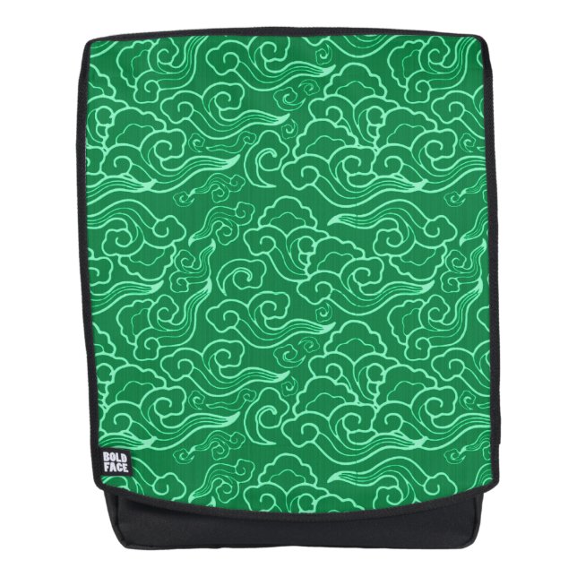 Vintage Japanese Clouds, Jade Green Backpack (Front)