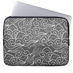 Vintage Japanese Clouds, Silver Grey / Grey Laptop Sleeve