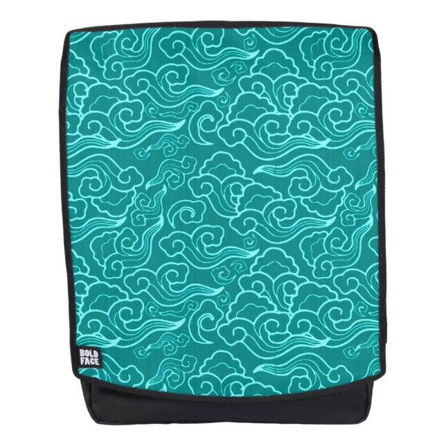 Vintage Japanese Clouds, Turquoise and Aqua Backpack (Front)
