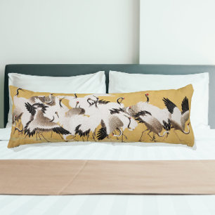 Vintage Japanese Crane Painting Body Cushion