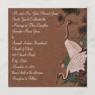 Vintage Japanese Cranes Wedding Invitation  Cranes