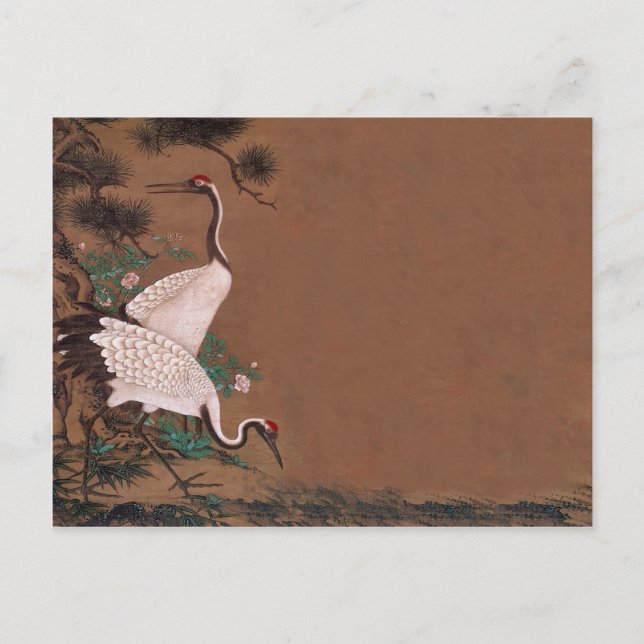 Vintage Japanese Cranes Wedding Invitations (Front)