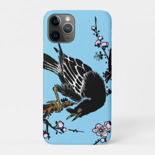 Vintage Japanese Crow and Cherry Blossoms iPhone 11 Pro Case