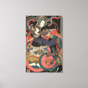 Vintage Japanese Dragon Art Canvas Print
