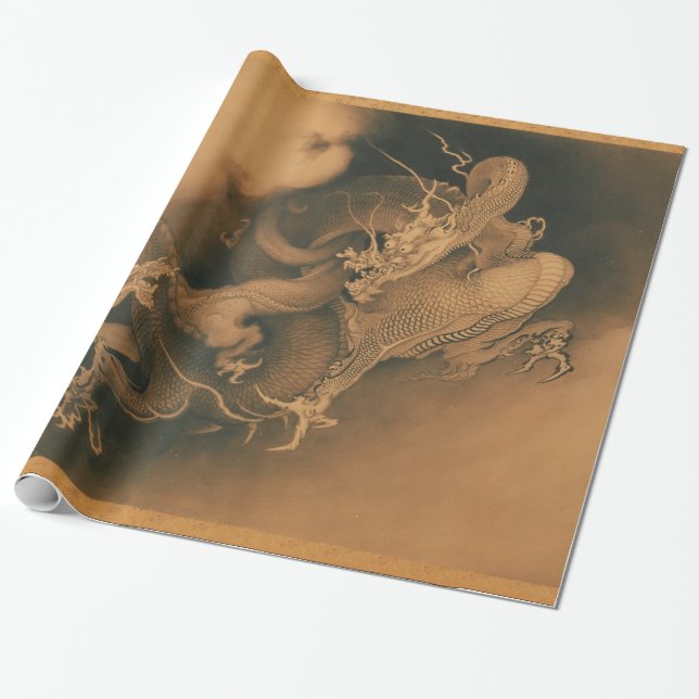 Vintage Japanese Dragon Wrapping Paper (Unrolled)