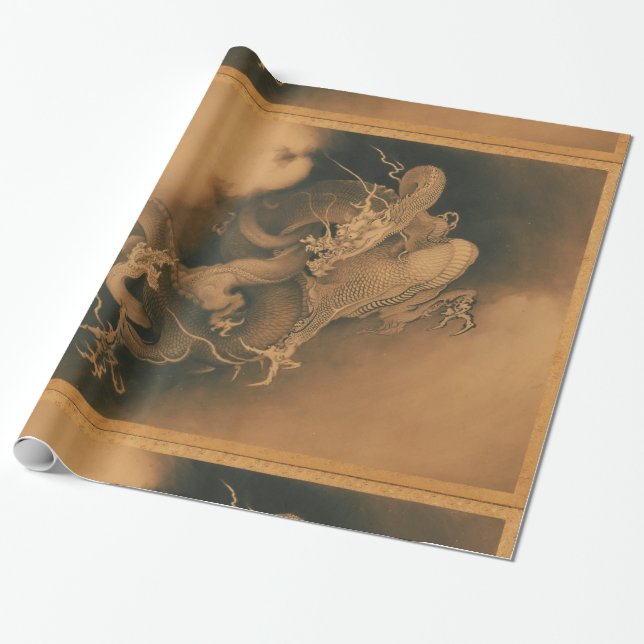 Vintage Japanese Dragon Wrapping Paper (Unrolled)