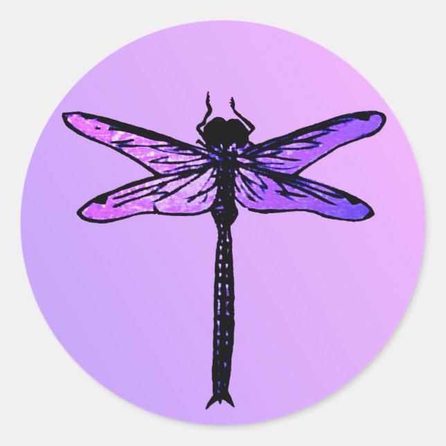 Vintage Japanese Dragonfly, amethyst purple Classic Round Sticker (Front)
