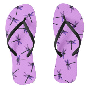 Vintage Japanese Dragonfly, amethyst purple Flip Flops