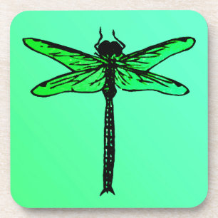 Vintage Japanese Dragonfly, emerald green Coaster
