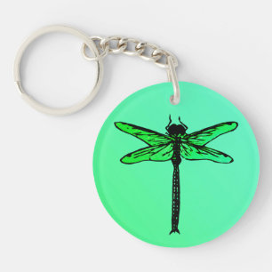 Vintage Japanese Dragonfly, emerald green Key Ring