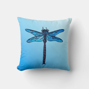 Vintage Japanese Dragonfly, sapphire blue Cushion