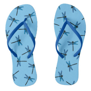 Vintage Japanese Dragonfly, sapphire blue Flip Flops