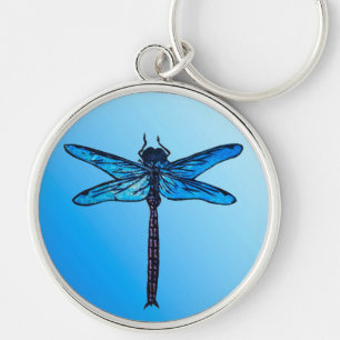 Vintage Japanese Dragonfly, sapphire blue Key Ring