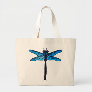 Vintage Japanese Dragonfly, sapphire blue Large Tote Bag