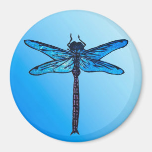 Vintage Japanese Dragonfly, sapphire blue Magnet