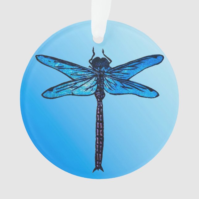 Vintage Japanese Dragonfly, sapphire blue Ornament (Front)
