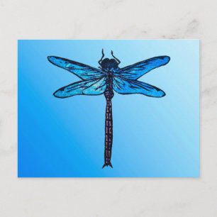 Vintage Japanese Dragonfly, sapphire blue Postcard