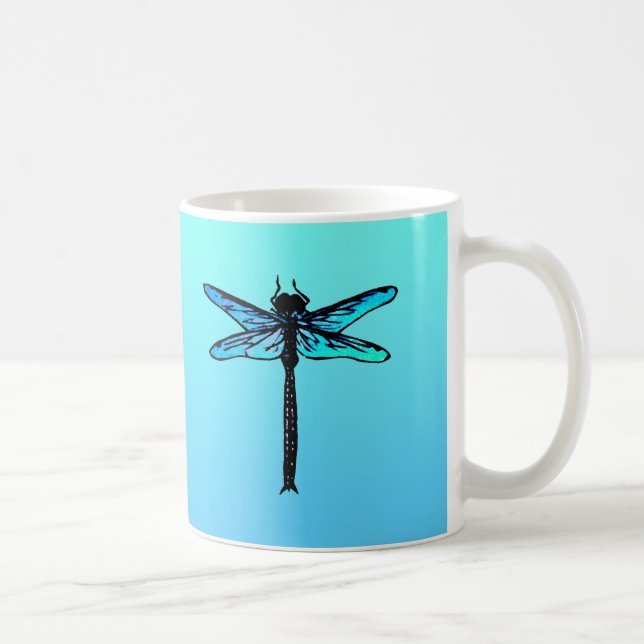 Vintage Japanese Dragonfly, turquoise blue Coffee Mug (Right)