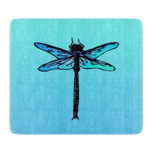Vintage Japanese Dragonfly, turquoise blue Cutting Board